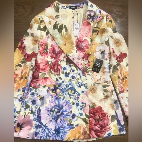 Express Floral Double Breasted Blazer NWT - Picture 3 of 8